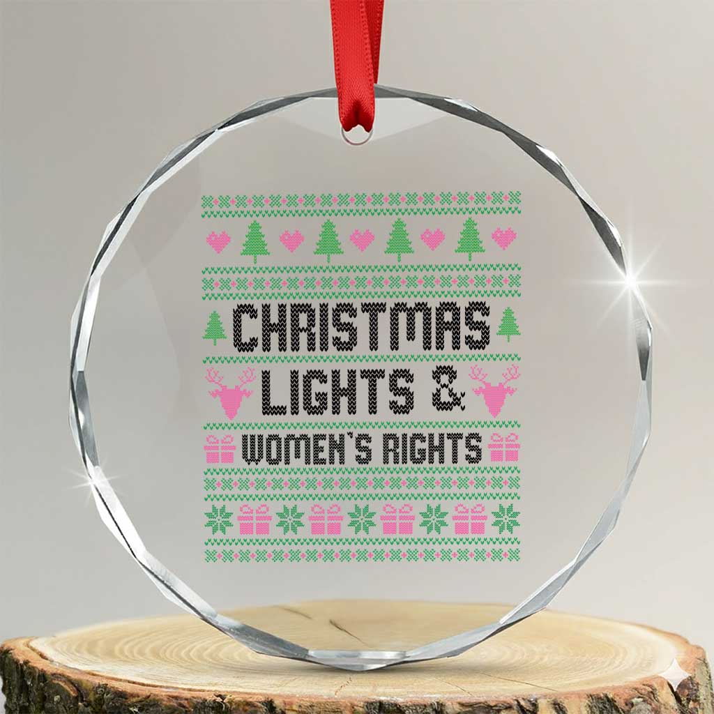 Christmas Lights And Womens Rights Crystal Glass Ornament Equality Feminist Gift - Wonder Print Shop