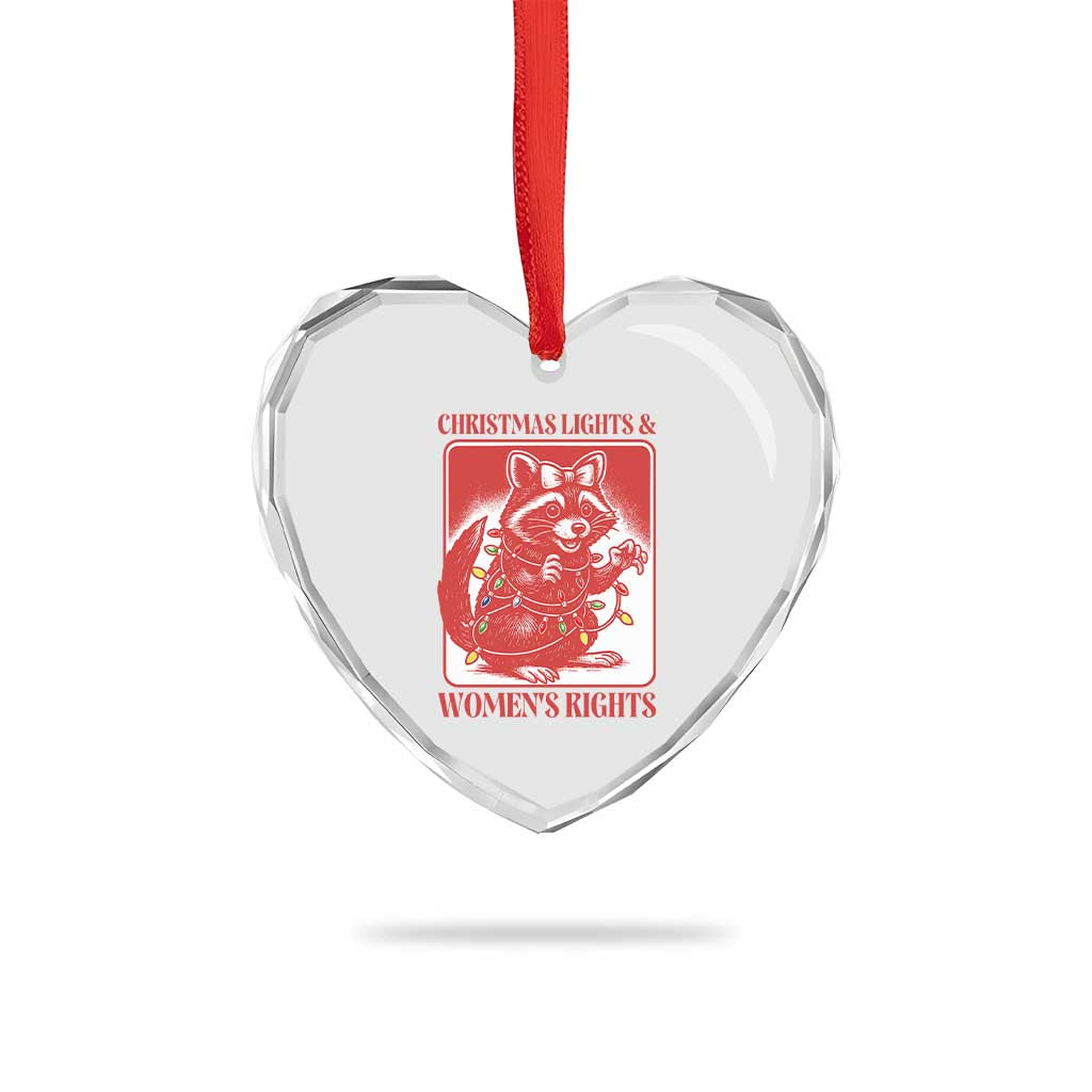 Christmas Lights And Womens Rights Heart Crystal Glass Ornament Raccoon Female Rage Holiday Gift - Wonder Print Shop