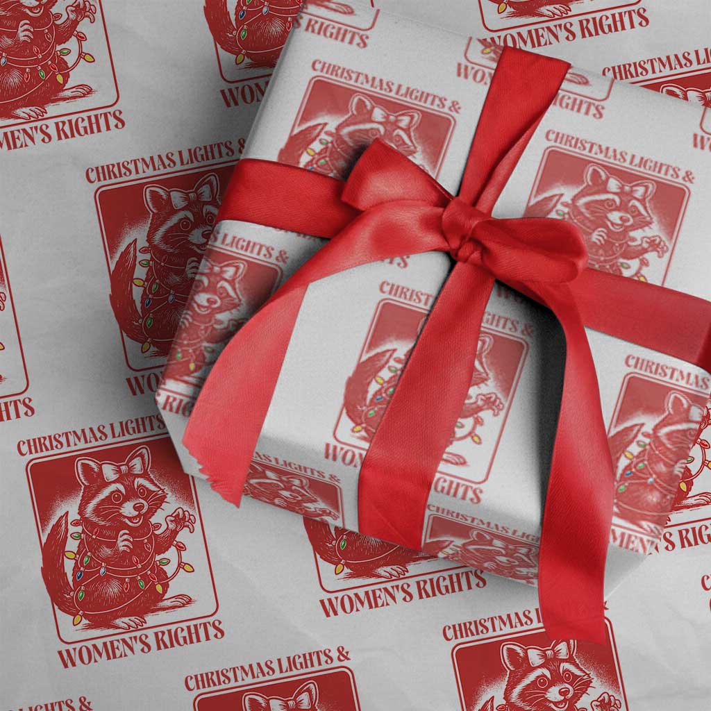 Christmas Lights And Womens Rights Wrapping Paper Roll Raccoon Female Rage Holiday Gift - Wonder Print Shop