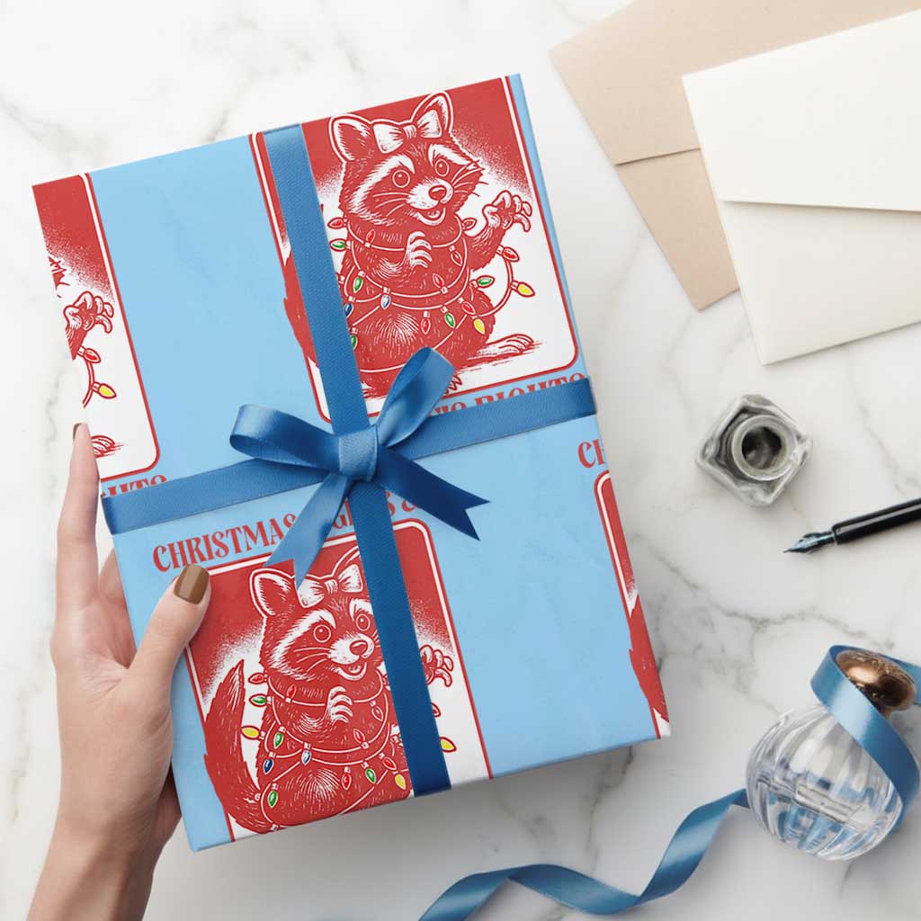 Christmas Lights And Womens Rights Wrapping Paper Roll Raccoon Female Rage Holiday Gift - Wonder Print Shop