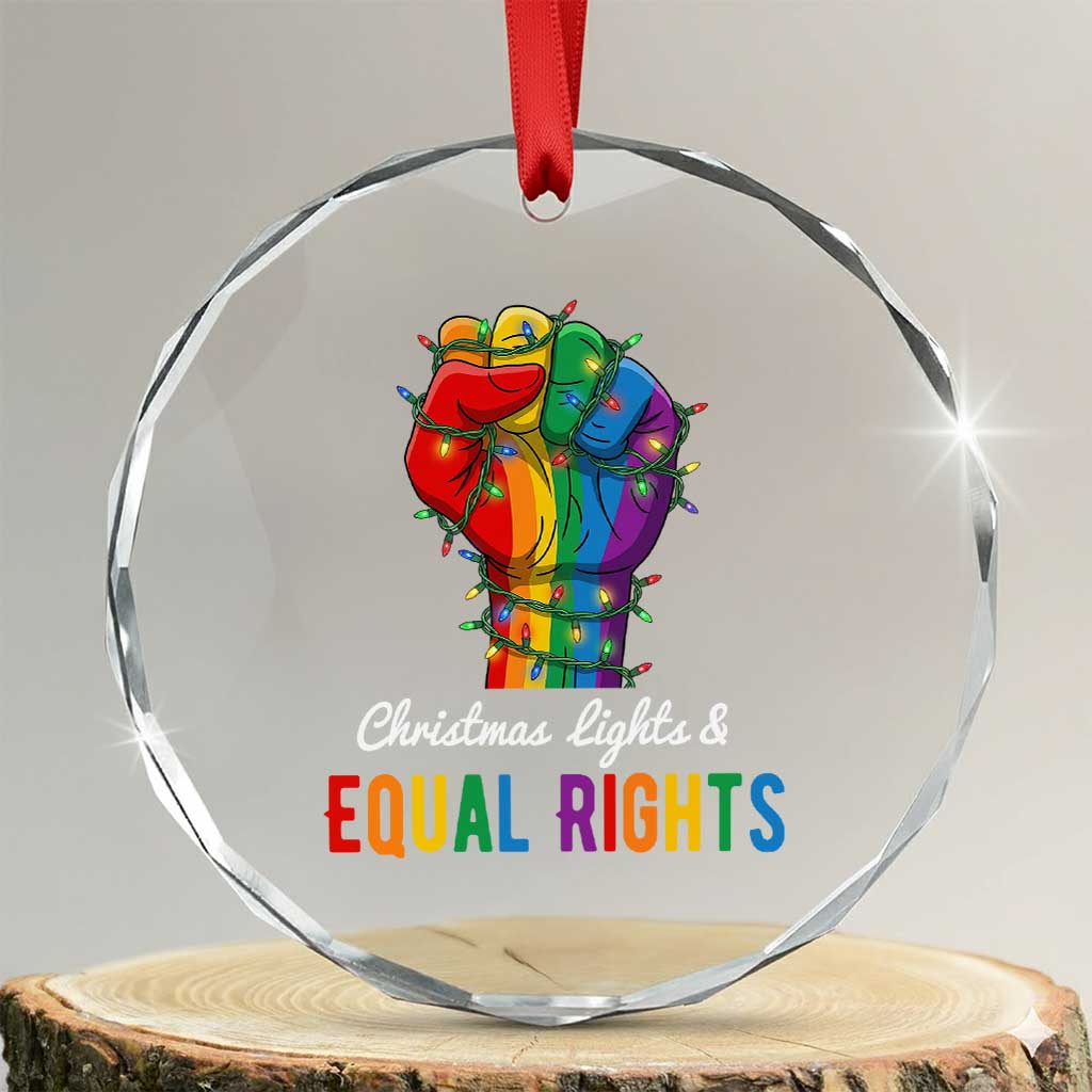 Christmas Lights Equal Rights Crystal Glass Ornament LGBT Hands Supporter Gift - Wonder Print Shop