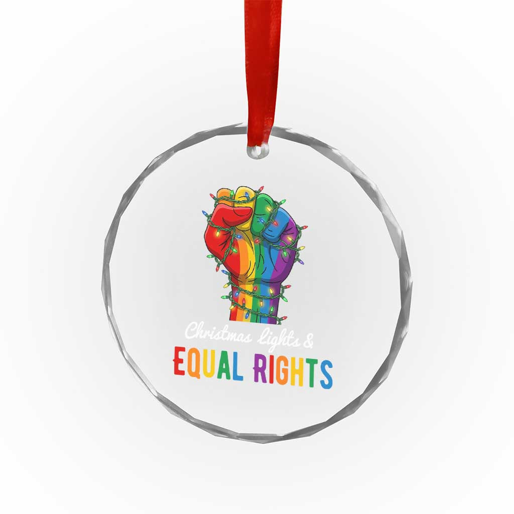 Christmas Lights Equal Rights Crystal Glass Ornament LGBT Hands Supporter Gift - Wonder Print Shop