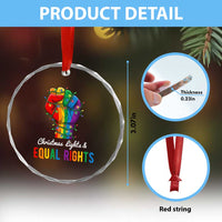 Christmas Lights Equal Rights Crystal Glass Ornament LGBT Hands Supporter Gift - Wonder Print Shop
