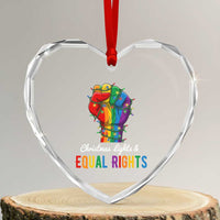 Christmas Lights Equal Rights Heart Crystal Glass Ornament LGBT Hands Supporter Gift - Wonder Print Shop