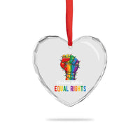 Christmas Lights Equal Rights Heart Crystal Glass Ornament LGBT Hands Supporter Gift - Wonder Print Shop