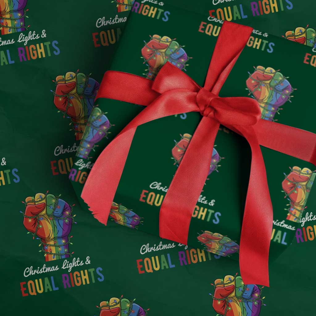 Christmas Lights Equal Rights Wrapping Paper Roll LGBT Hands Supporter Gift - Wonder Print Shop