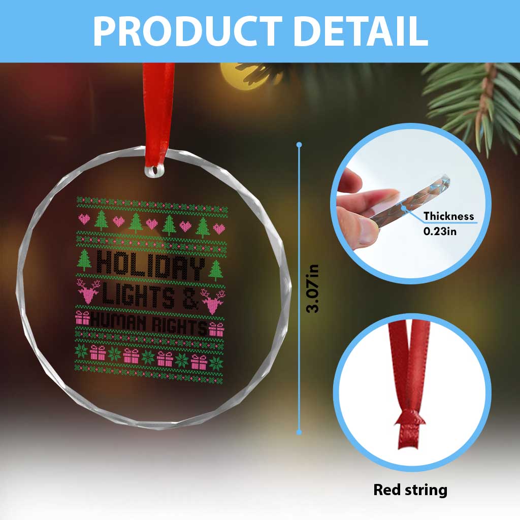 Christmas Lights For Human Rights Crystal Glass Ornament Equality Supporter Gift - Wonder Print Shop