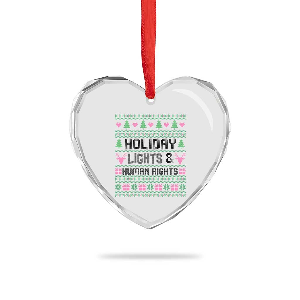 Christmas Lights For Human Rights Heart Crystal Glass Ornament Equality Supporter Gift - Wonder Print Shop