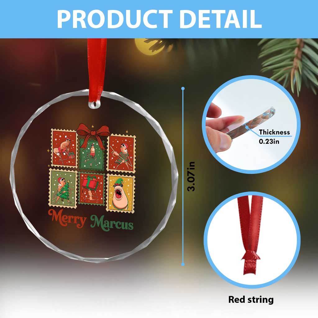 Christmas Marcus The Worm Meme Crystal Glass Ornament Funny Merry Marcus Gift - Wonder Print Shop