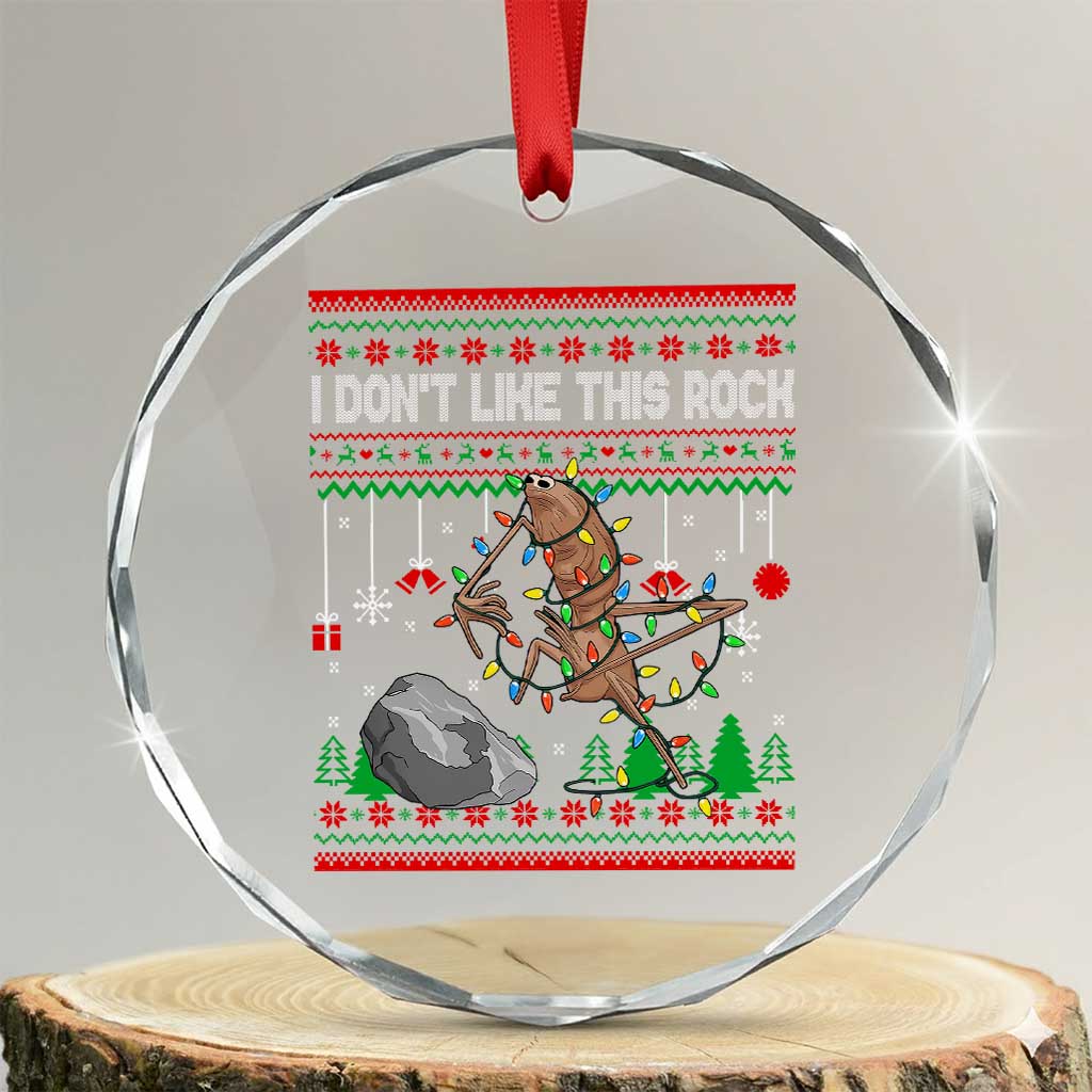 Christmas Marcus The Worm Meme Crystal Glass Ornament I Dont Like This Rock Brainrot Funny Ugly Xmas - Wonder Print Shop