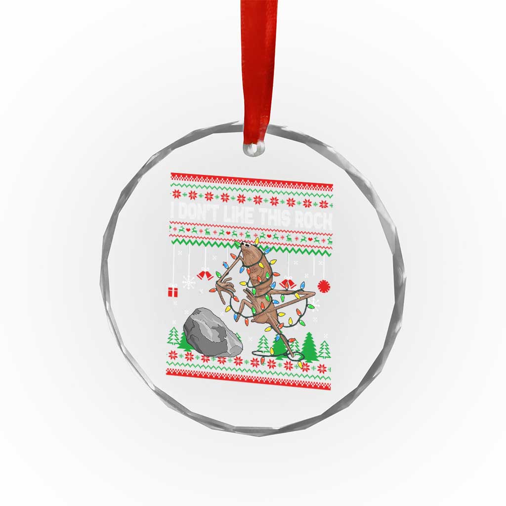 Christmas Marcus The Worm Meme Crystal Glass Ornament I Dont Like This Rock Brainrot Funny Ugly Xmas - Wonder Print Shop