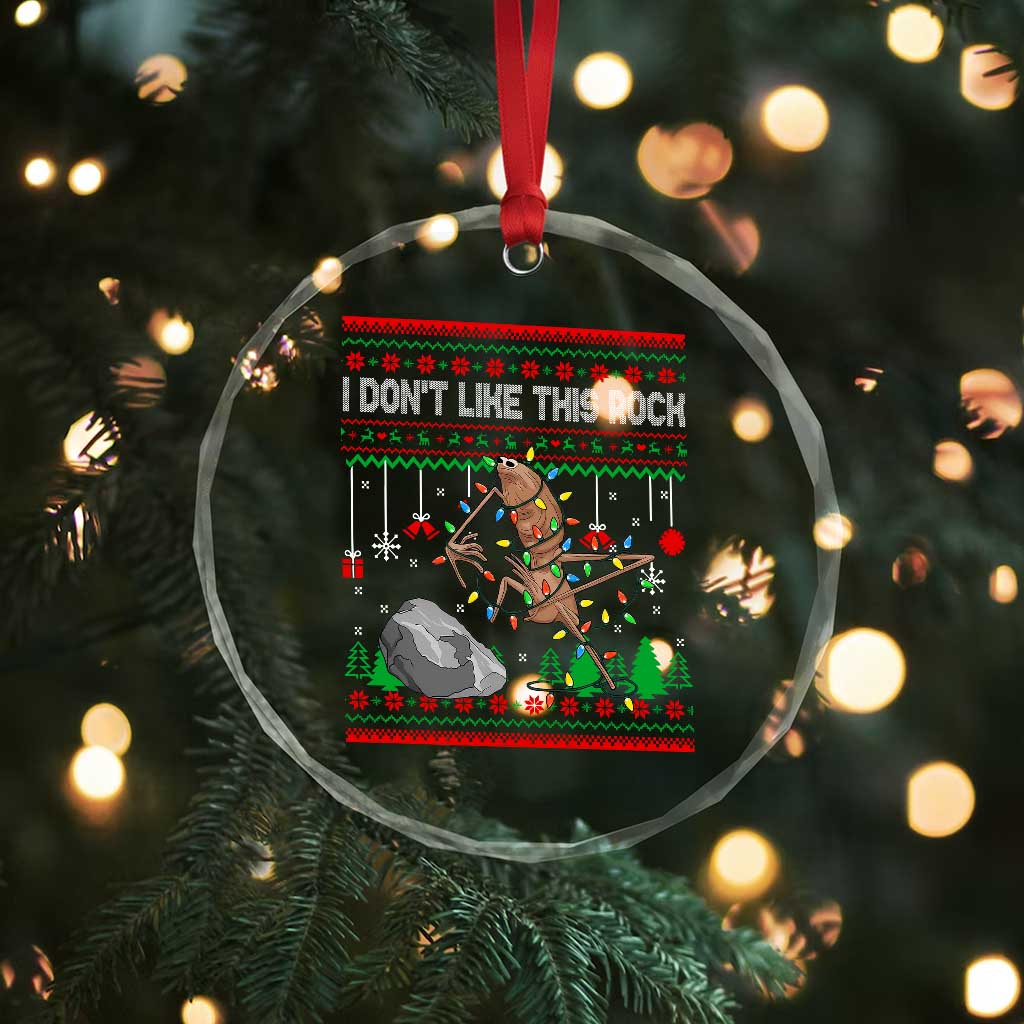 Christmas Marcus The Worm Meme Crystal Glass Ornament I Dont Like This Rock Brainrot Funny Ugly Xmas - Wonder Print Shop