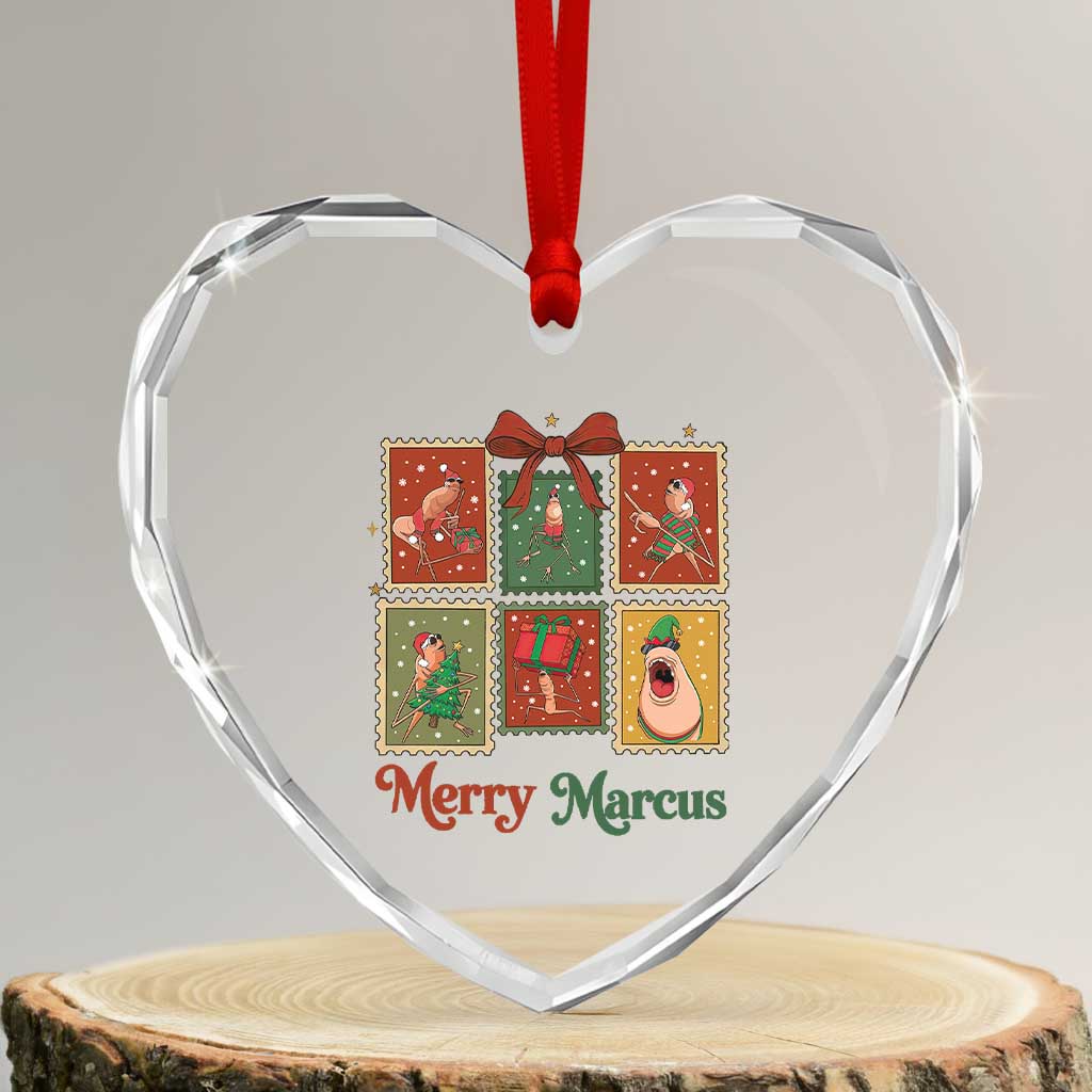 Christmas Marcus The Worm Meme Heart Crystal Glass Ornament Funny Merry Marcus Gift - Wonder Print Shop