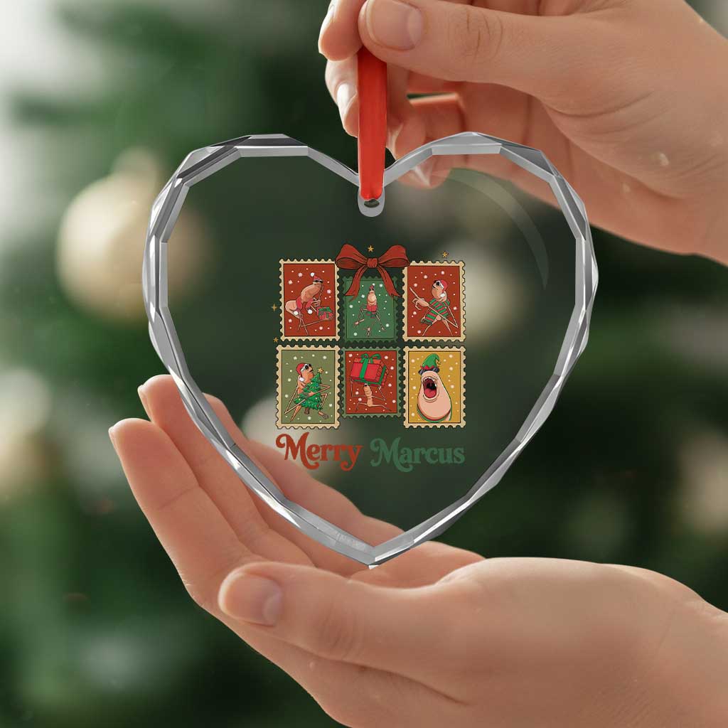 Christmas Marcus The Worm Meme Heart Crystal Glass Ornament Funny Merry Marcus Gift - Wonder Print Shop