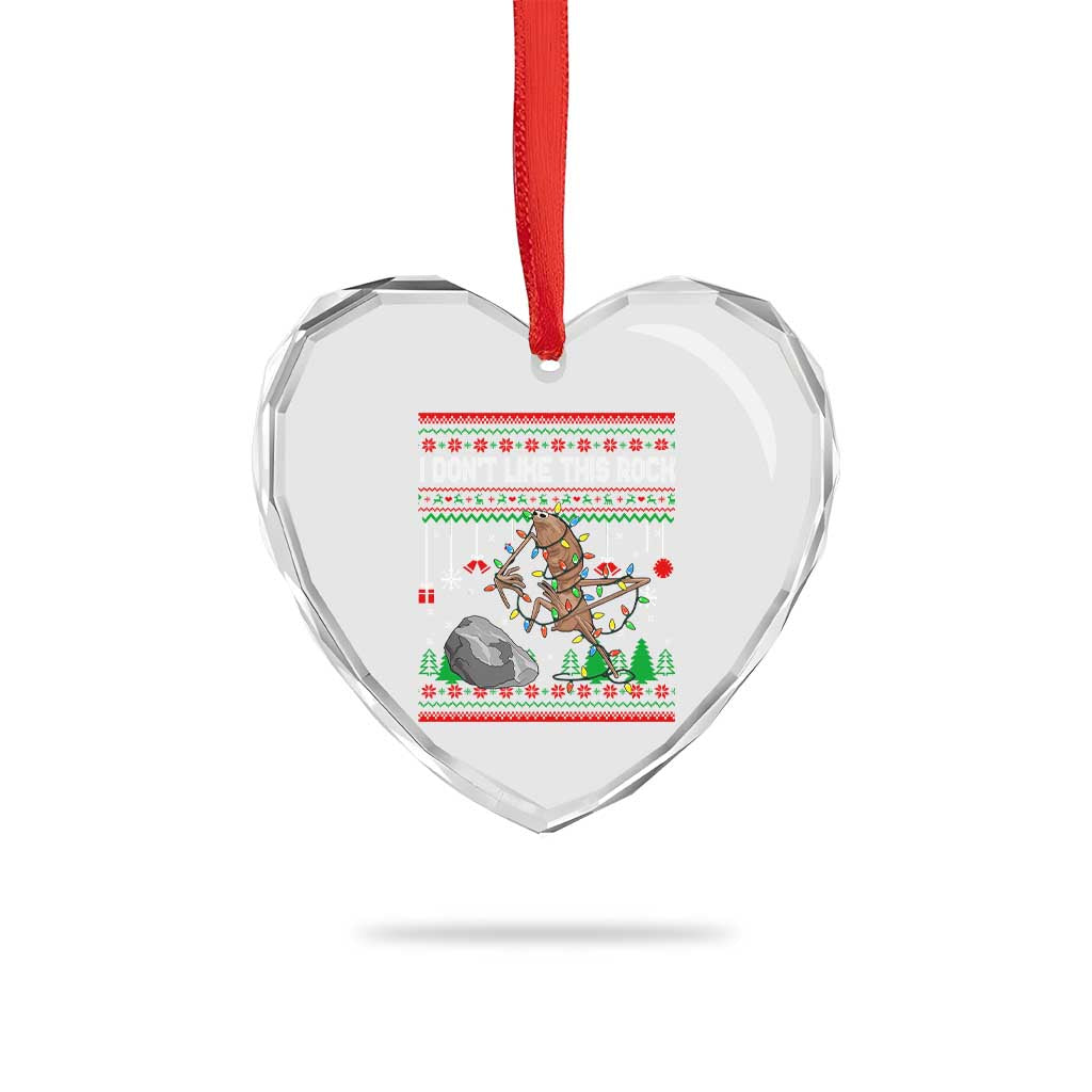 Christmas Marcus The Worm Meme Heart Crystal Glass Ornament I Dont Like This Rock Brainrot Funny Ugly Xmas - Wonder Print Shop