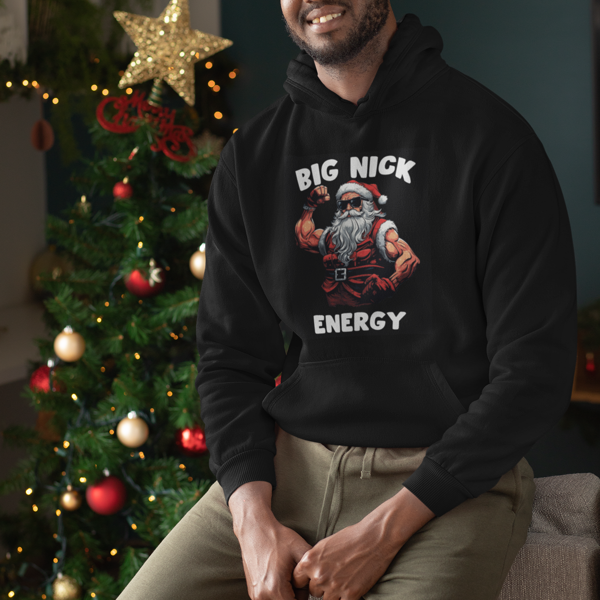 Cool Santa Claus Hoodie Big Nick Energy - Wonder Print Shop