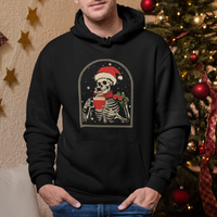Skeleton Christmas Hoodie Dead Inside But Caffeinated Coffee Addict Xmas Vibe - Wonder Print Shop