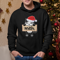 Meh Black Cat Sarcastic Funny Christmas Hoodie - Wonder Print Shop