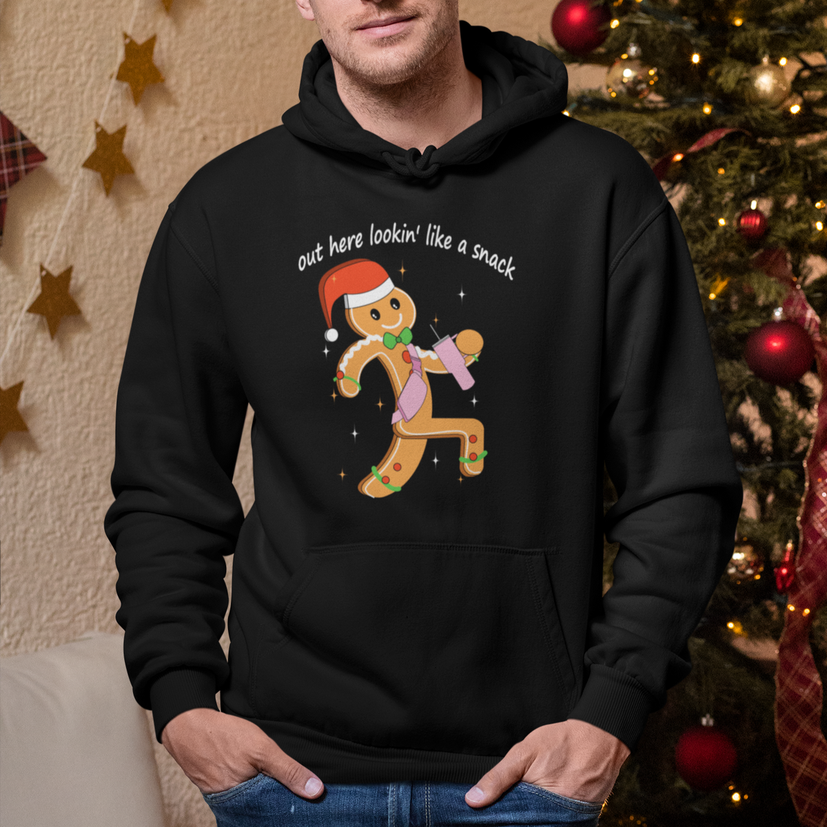 Boujee Gingerbread Man Hoodie Out Here Lookin' Like A Snack - Wonder Print Shop