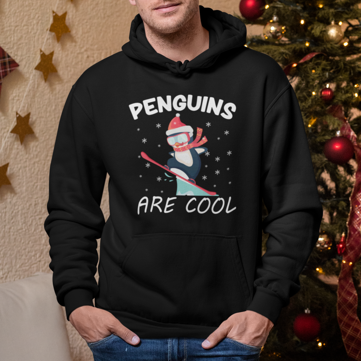 Penguins Are Cool With Snowboard Winter Xmas Hoodie - Wonder Print Shop