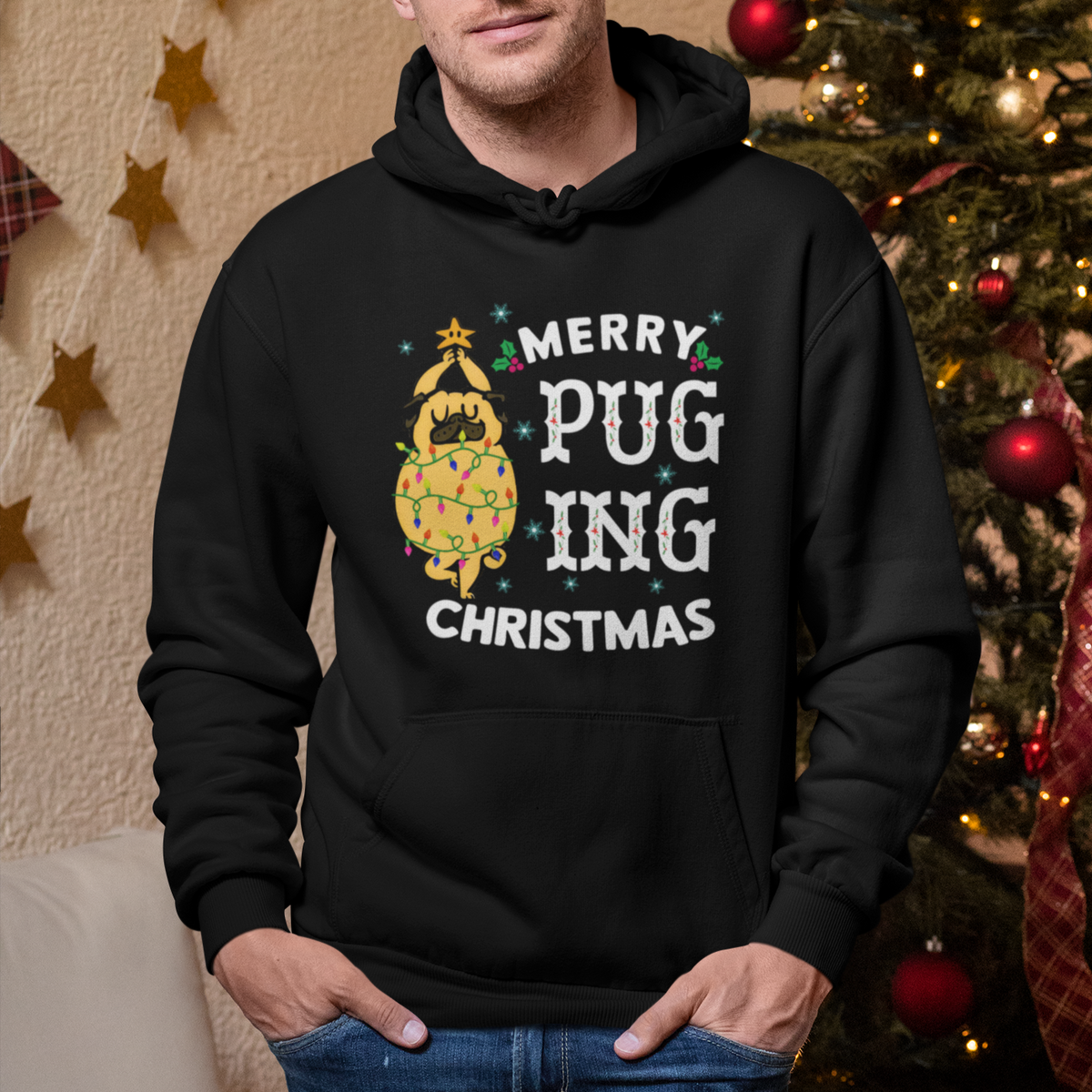 Merry Pugging Christmas Dog Pugmas Pug Xmas Hoodie - Wonder Print Shop