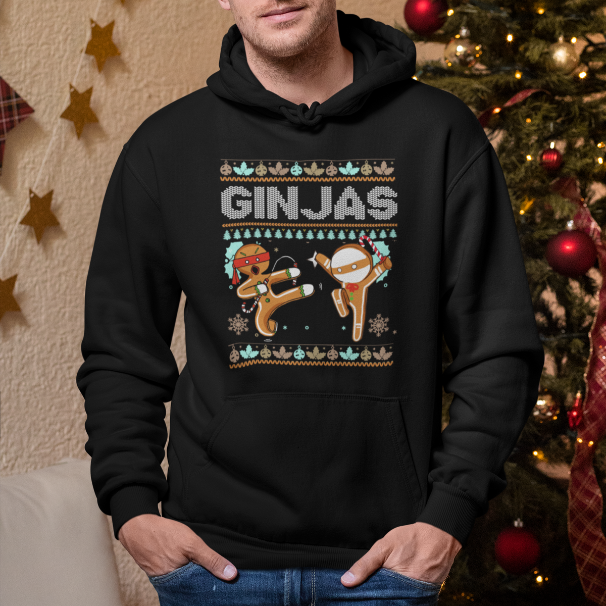 Ginjas Gingerbread Ninjas Funny Christmas Hoodie - Wonder Print Shop