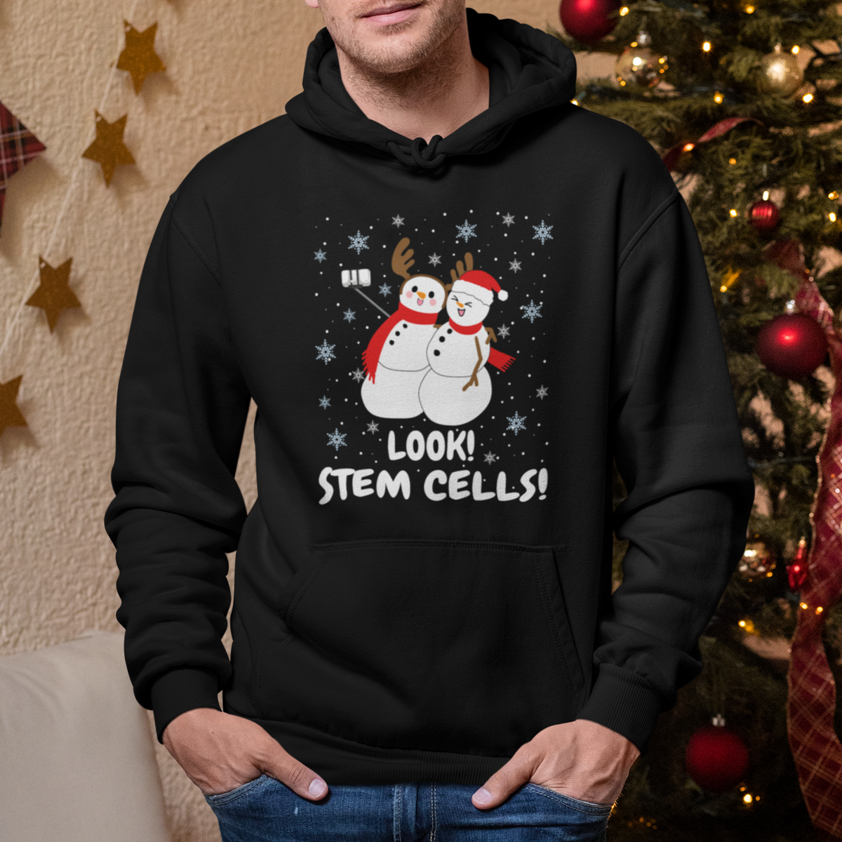 Look Stem Cell Snowman Funny Christmas Science Hoodie - Wonder Print Shop