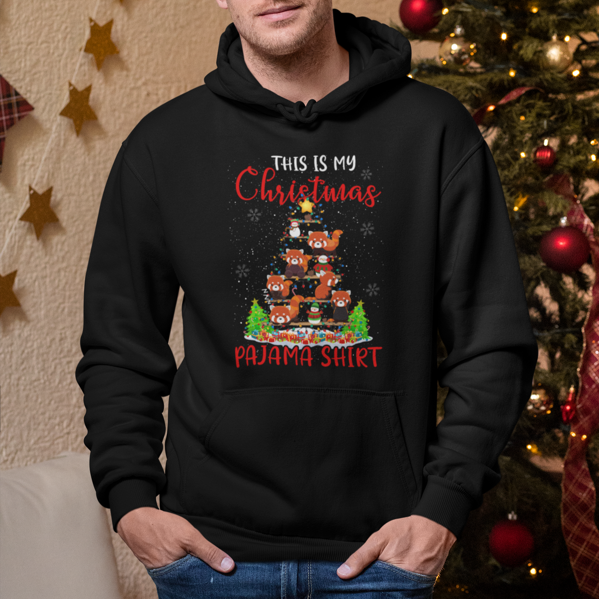 Red Panda Xmas Tree This Is My Christmas Pajama Hoodie - Wonder Print Shop