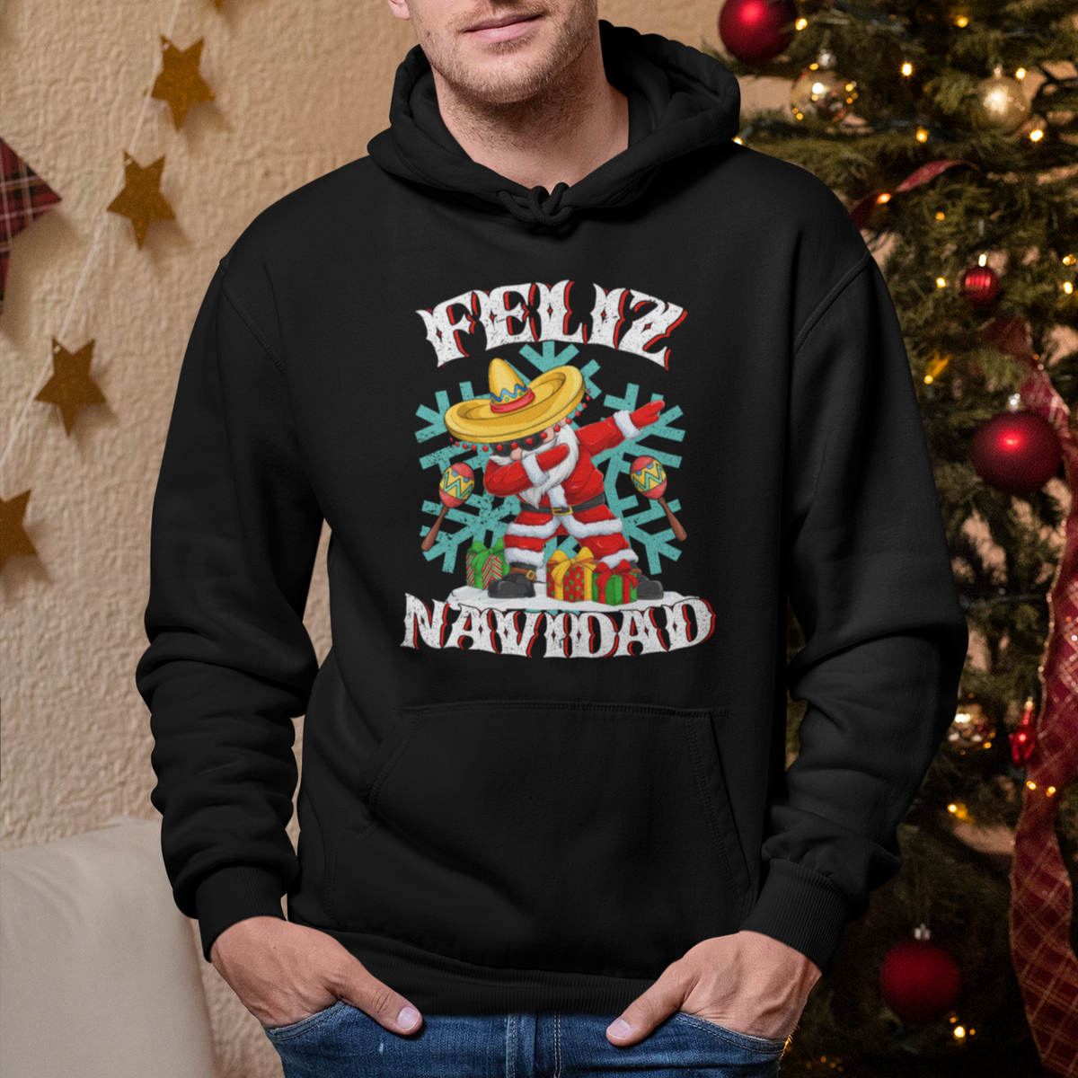 Feliz Navidad Dabbing Christmas Spanish Sombrero Hoodie - Wonder Print Shop