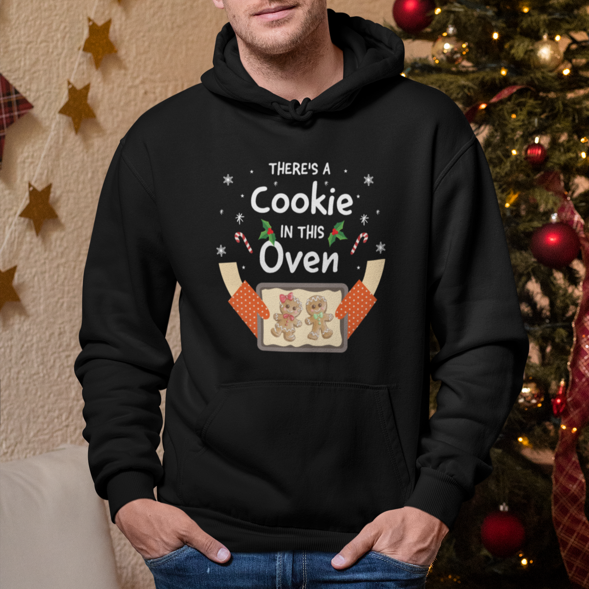 Christmas Pregnancy Gingerbread Baby Cookie In This Oven Hoodie - Wonder Print Shop