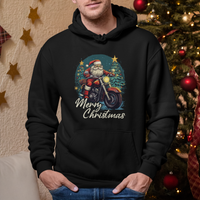 Santa Claus Biker Hoodie Merry Christmas Riding Motorcycle - Wonder Print Shop