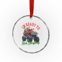 Christmas Monster Truck Crystal Glass Ornament I Am Ready To Rock Xmas Santa - Wonder Print Shop