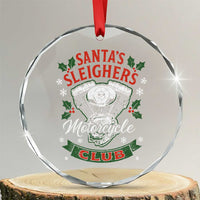 Christmas Motorcycle Biker Crystal Glass Ornament Santas Sleighers Motorcycle Club - Wonder Print Shop