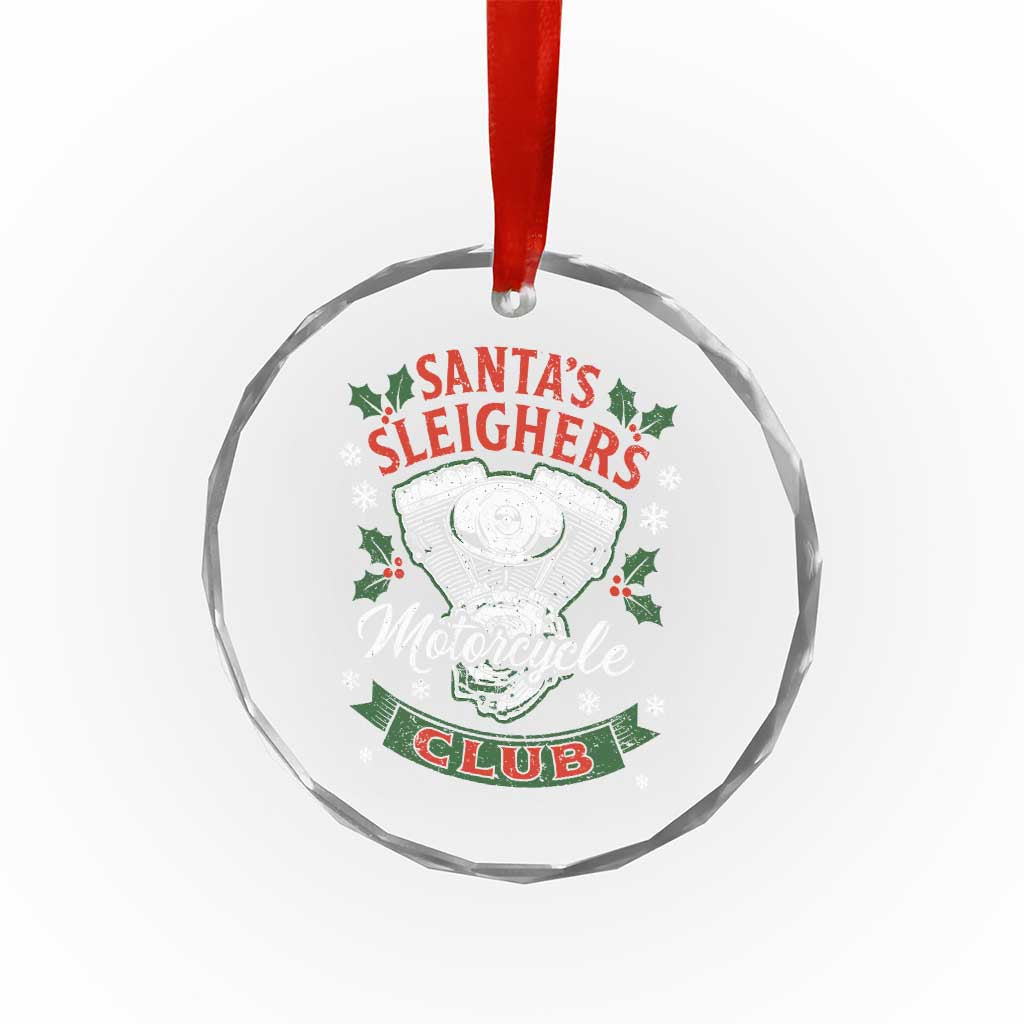 Christmas Motorcycle Biker Crystal Glass Ornament Santas Sleighers Motorcycle Club - Wonder Print Shop