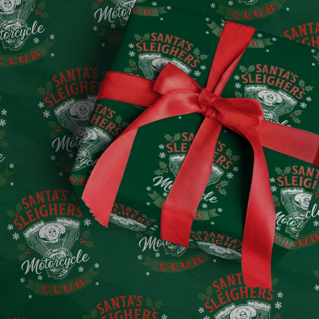 Christmas Motorcycle Biker Wrapping Paper Roll Santas Sleighers Motorcycle Club - Wonder Print Shop
