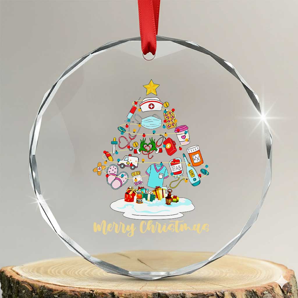 Christmas Nurse Tree Lights Crystal Glass Ornament - Wonder Print Shop