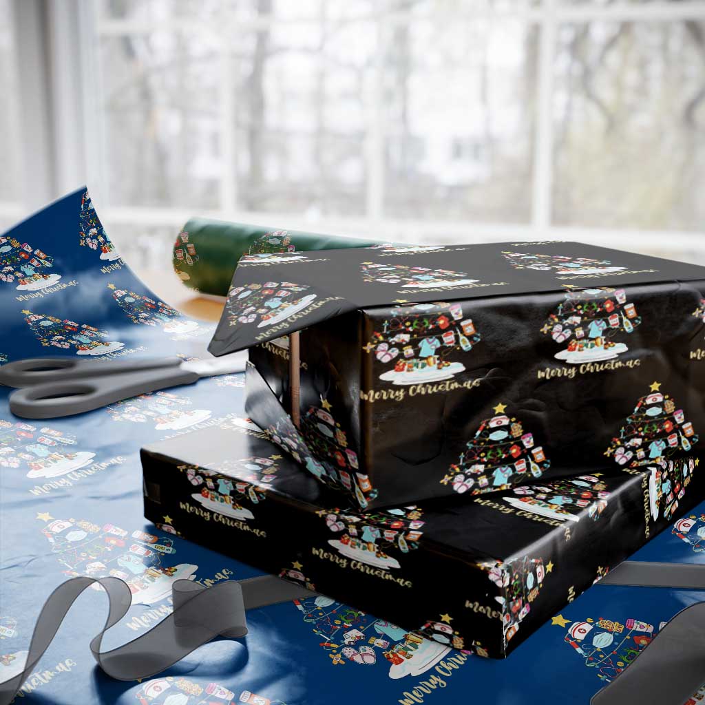 Christmas Nurse Tree Lights Wrapping Paper Roll - Wonder Print Shop