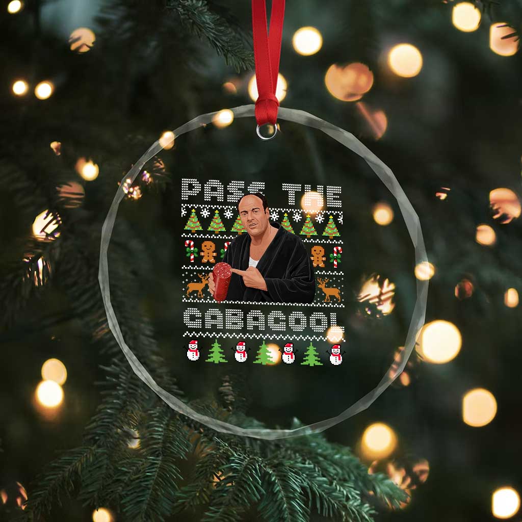 Christmas Pass The Gabagool Crystal Glass Ornament Retro TV Show Funny Ugly Xmas - Wonder Print Shop