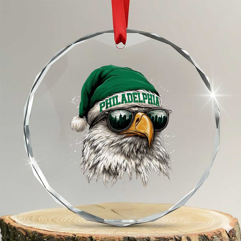 Christmas Philadelphia Fan Crystal Glass Ornament Funny Santa Eagles Sport Philly Fan - Wonder Print Shop