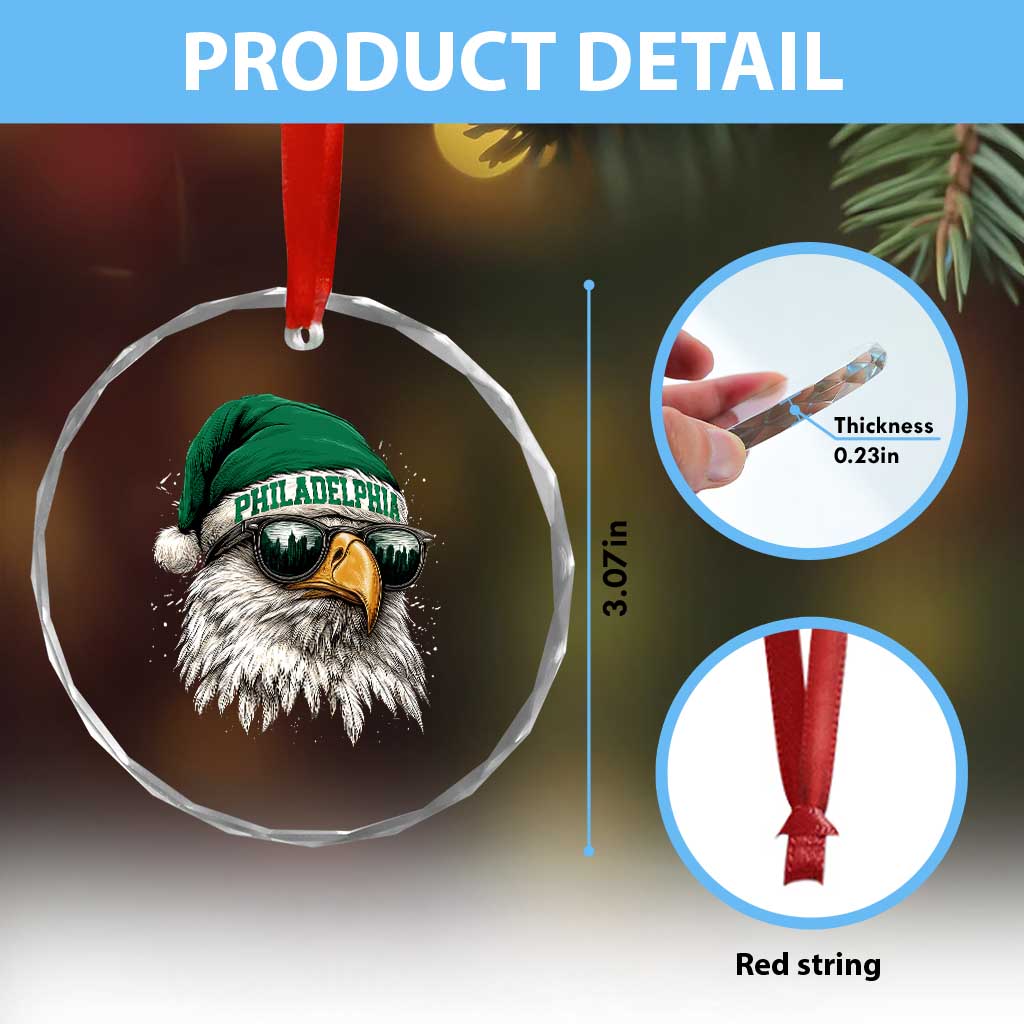 Christmas Philadelphia Fan Crystal Glass Ornament Funny Santa Eagles Sport Philly Fan - Wonder Print Shop