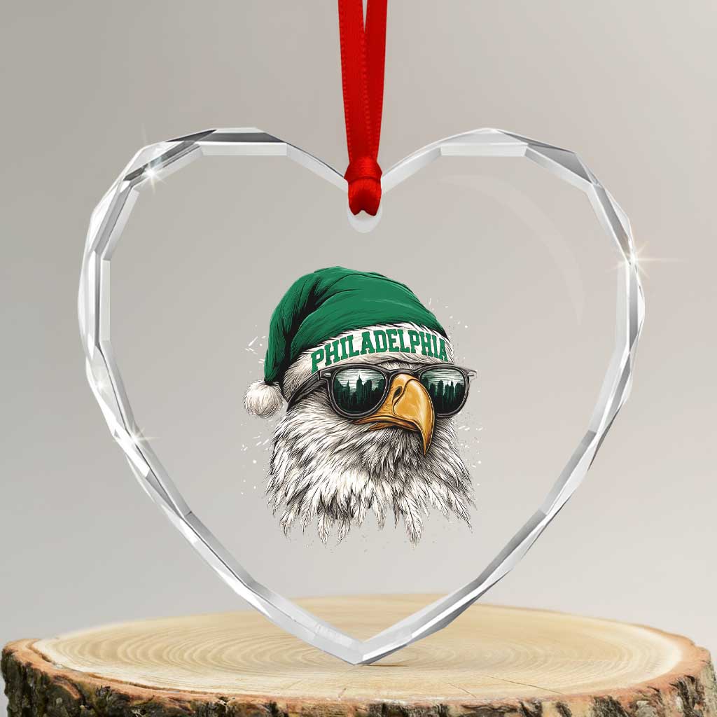 Christmas Philadelphia Fan Heart Crystal Glass Ornament Funny Santa Eagles Sport Philly Fan - Wonder Print Shop