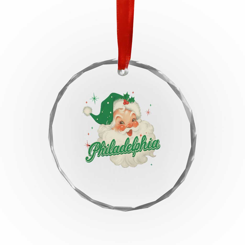 Christmas Philadelphia Football Crystal Glass Ornament Vintage Santa Philly Lovers - Wonder Print Shop