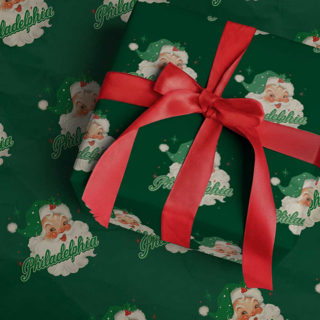 Christmas Philadelphia Football Wrapping Paper Roll Vintage Santa Philly Lovers - Wonder Print Shop