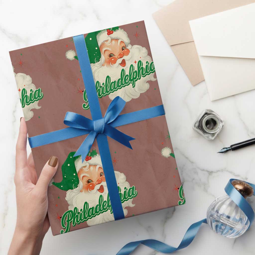 Christmas Philadelphia Football Wrapping Paper Roll Vintage Santa Philly Lovers - Wonder Print Shop