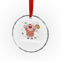 Christmas Pig Drinking Beer Crystal Glass Ornament Funny Merry Pigmas Gift - Wonder Print Shop