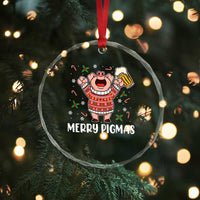 Christmas Pig Drinking Beer Crystal Glass Ornament Funny Merry Pigmas Gift - Wonder Print Shop