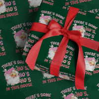 Christmas Pink Santa Wrapping Paper Roll There’s Some Ho’s In This House Retro Xmas Vibe