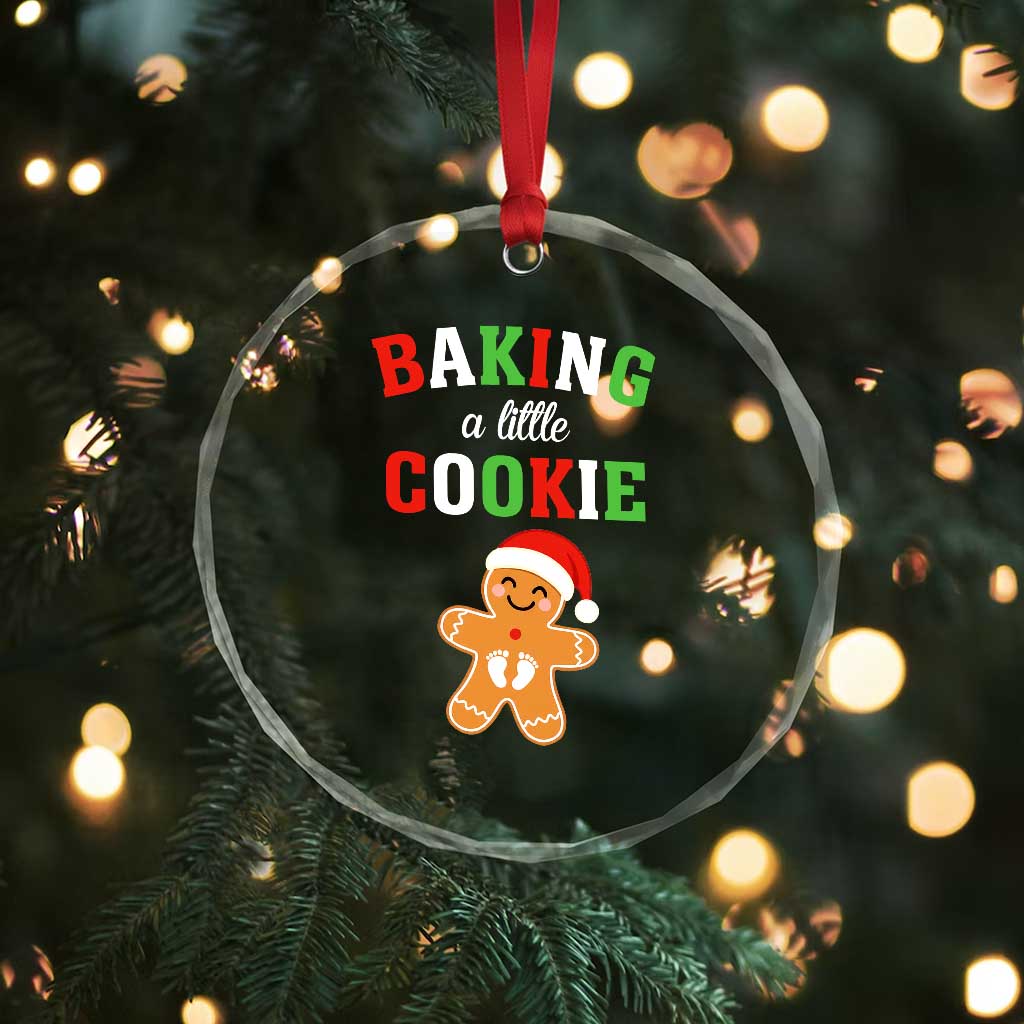 Christmas Pregnant Crystal Glass Ornament Baking A Little Cookie Maternity Pregnancy Announcement - Wonder Print Shop