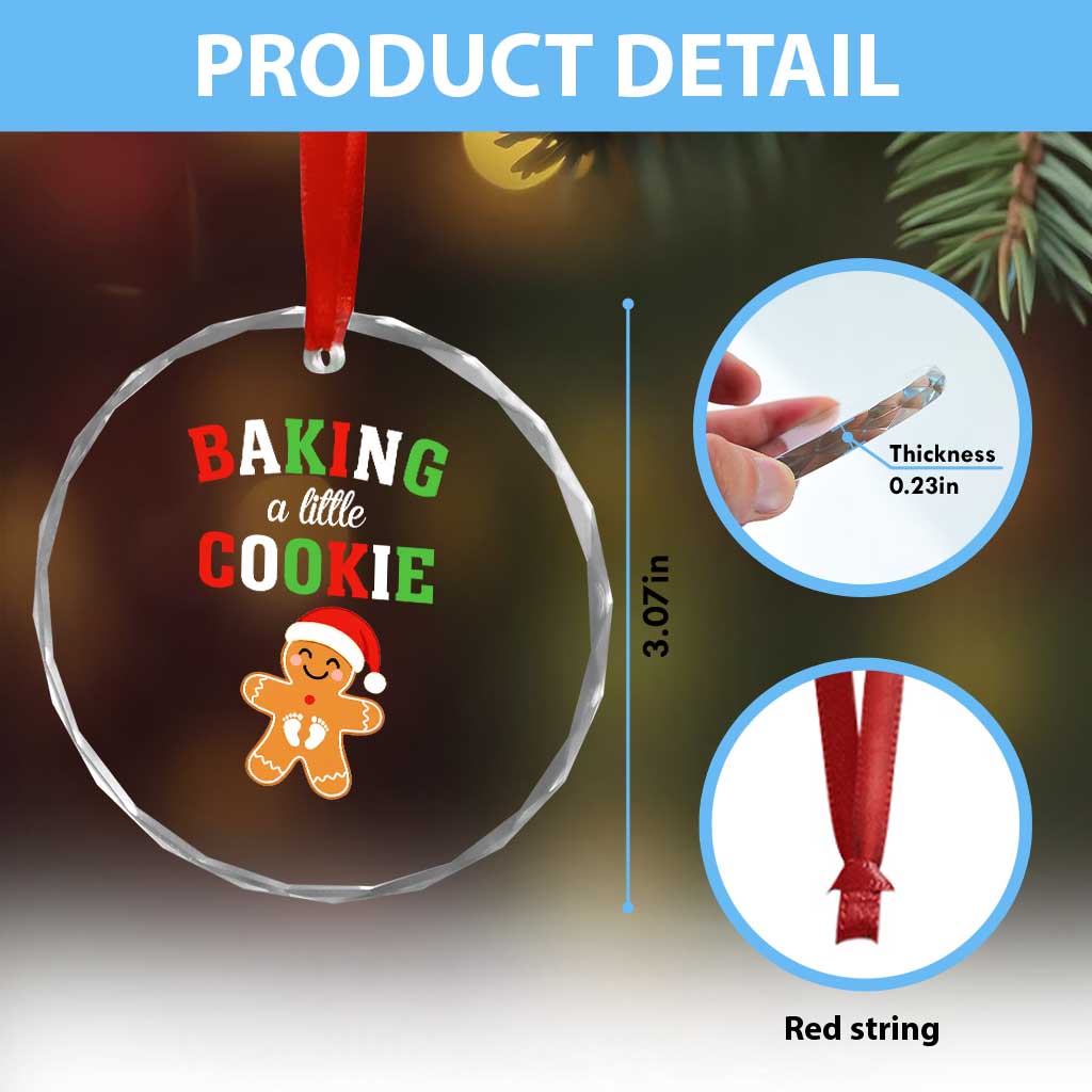 Christmas Pregnant Crystal Glass Ornament Baking A Little Cookie Maternity Pregnancy Announcement - Wonder Print Shop