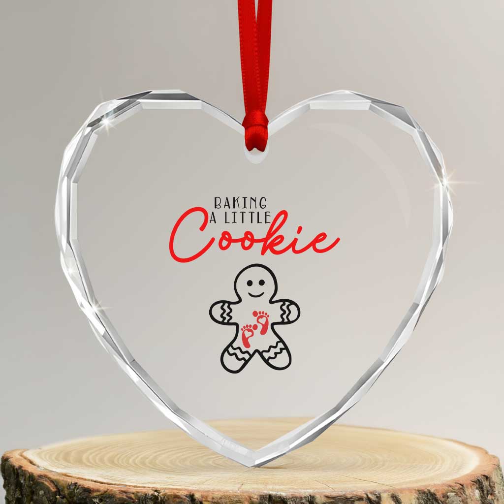 Christmas Pregnant Heart Crystal Glass Ornament Baking A Little Cookie Maternity Gingerbread - Wonder Print Shop